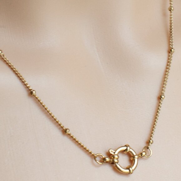 18K Gold Bead Station Stacking Layering Necklace - Picture 8 of 9